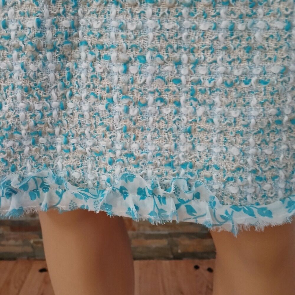 Grace Dane Lewis Women's Cotton Blend Tweed Blue Skirt Size 4 Office Career - Picture 3 of 10